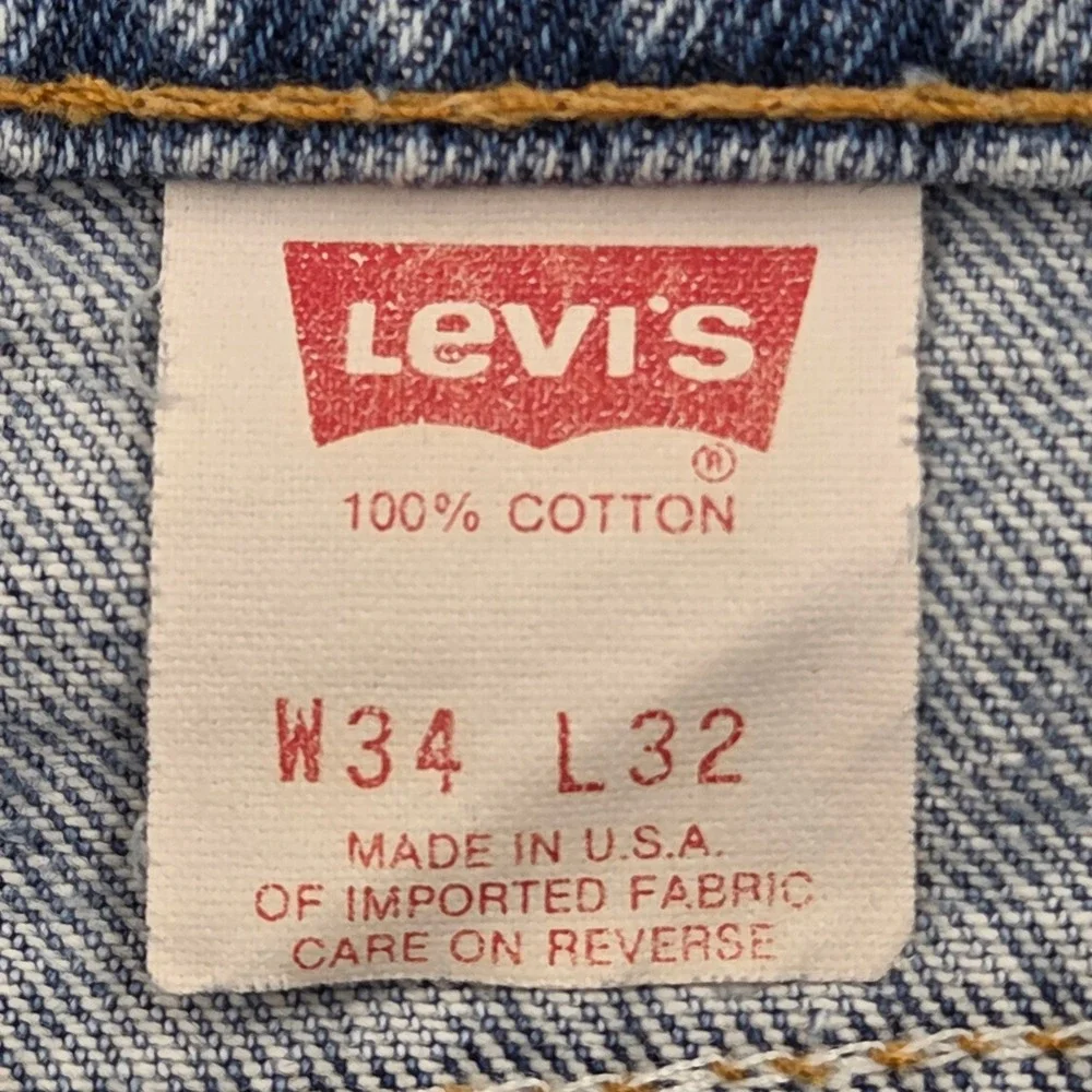 Vintage 90s Levis 505 Orange Tab Jeans Mens 34x32 Light Wash Denim USA MADE